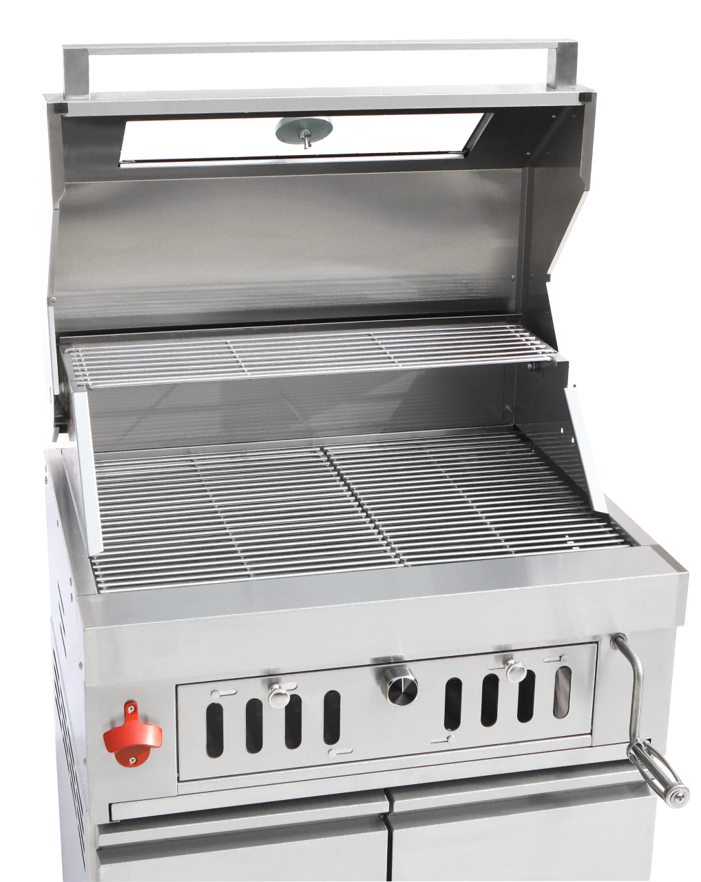 Charcoal Grill BBQ - With trolly wheels, cabinets, adjustable charcoal tray.