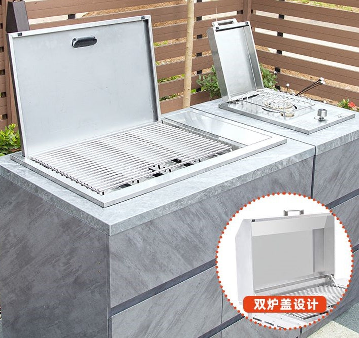 Gas Grill - Built-in - 4 tube burners -Controls on side - Outdoor kitchen