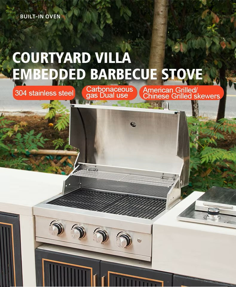 Gas BBQ Grill - Built-in - 4 tube burners