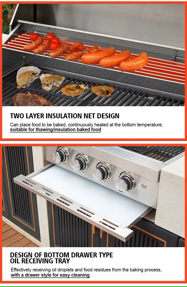 Gas BBQ Grill - Built-in - 4 tube burners