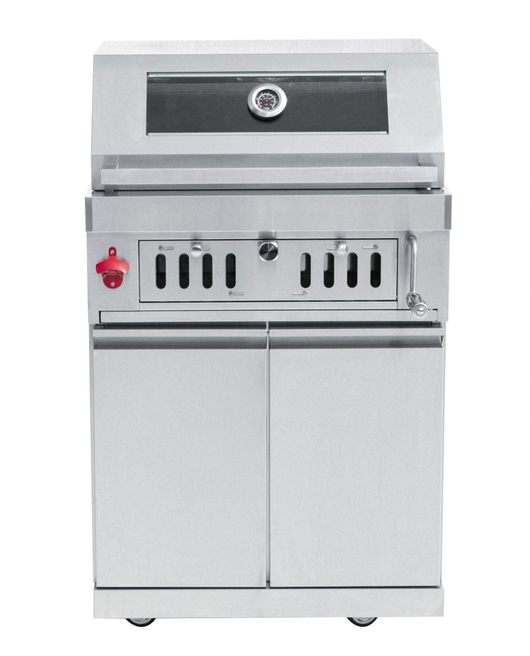 Charcoal Grill BBQ - With trolly wheels, cabinets, adjustable charcoal tray.