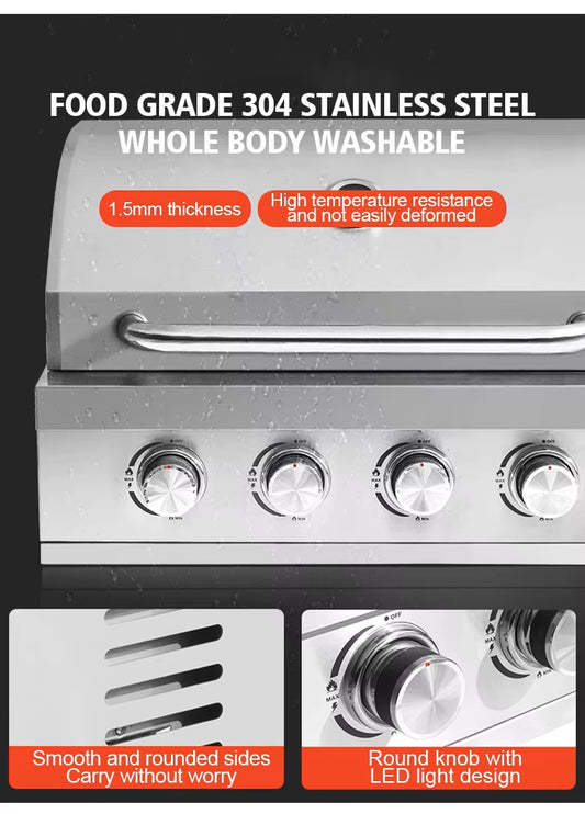 Gas BBQ Grill - Built-in - 4 tube burners
