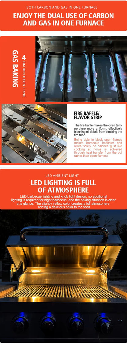 Gas BBQ Grill - Built-in - 4 tube burners